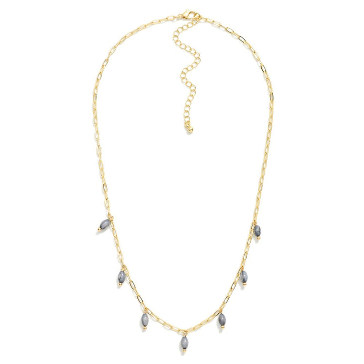 Chain Link Necklace Featuring Bead Charm Details