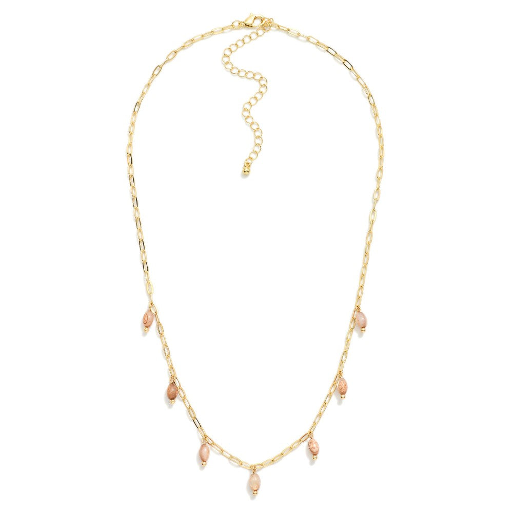 Chain Link Necklace Featuring Bead Charm Details