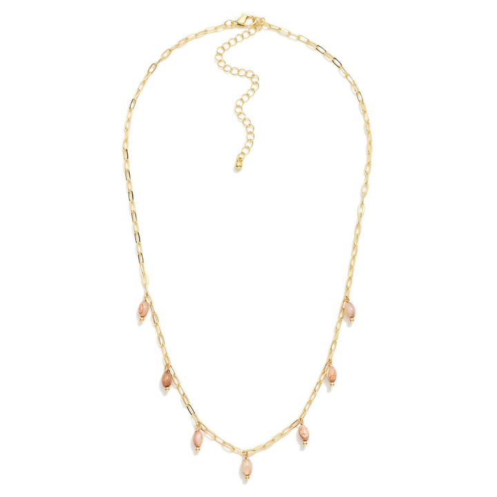 Chain Link Necklace Featuring Bead Charm Details