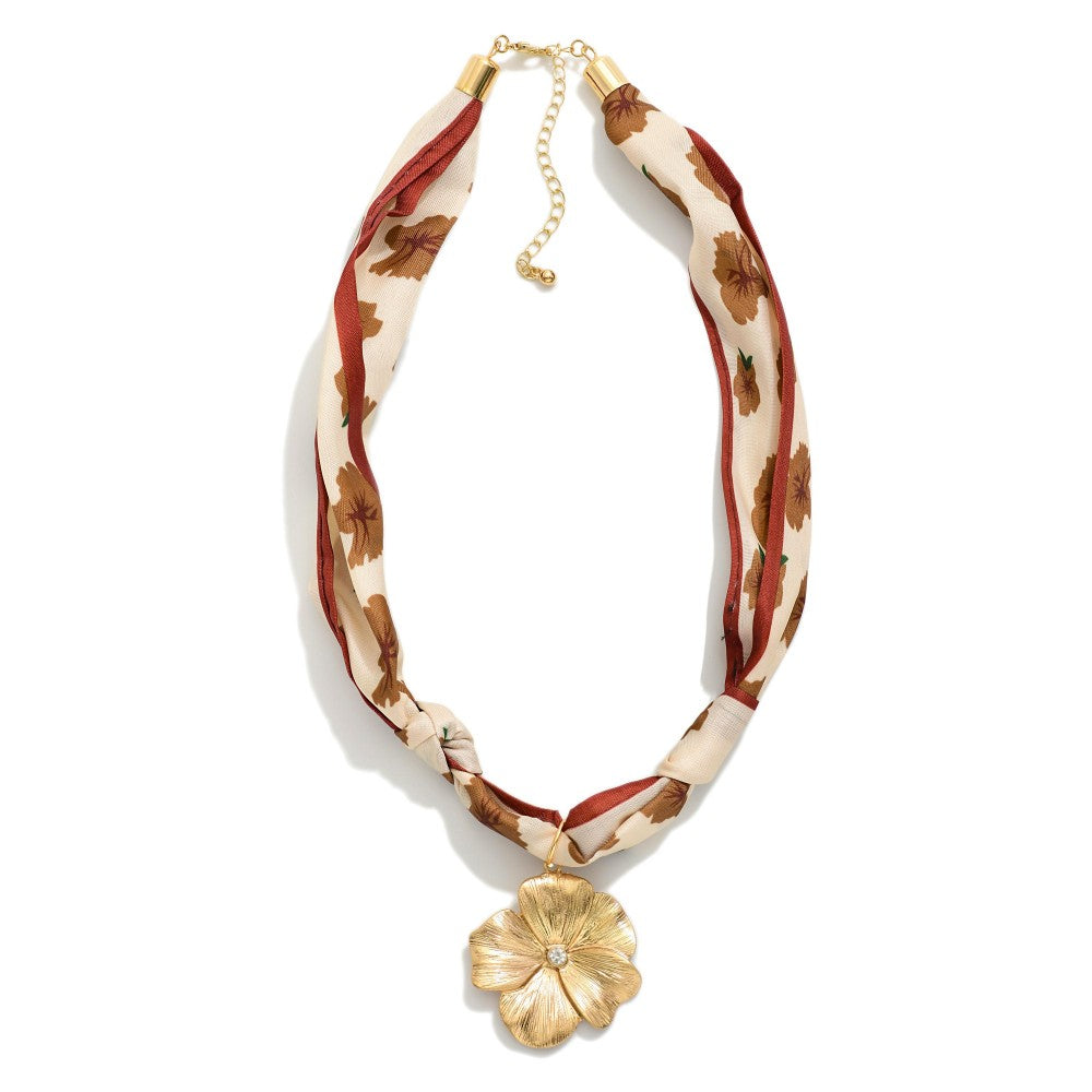 Bandana Necklaces Featuring Gold Charm