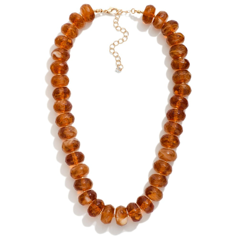 Marbled Acetate Faceted Bead Necklace