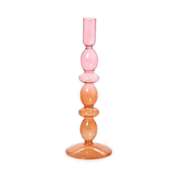 Hand-Blown Glass Taper Candlestick Candleholders