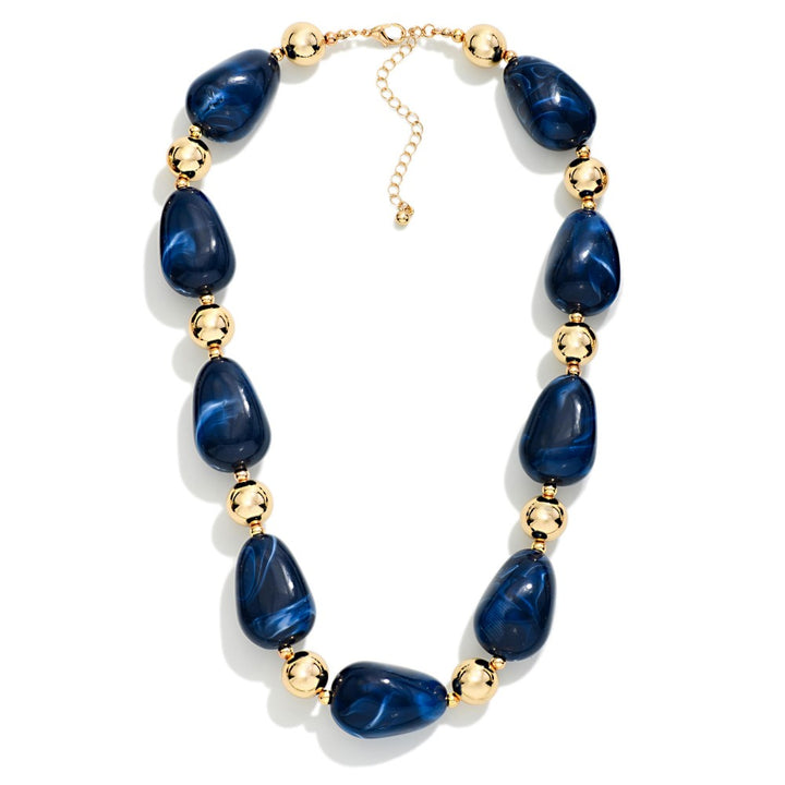 Chunky Marbled Acetate Nugget Bead Beaded Necklace