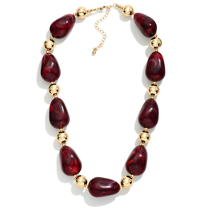 Chunky Marbled Acetate Nugget Bead Beaded Necklace