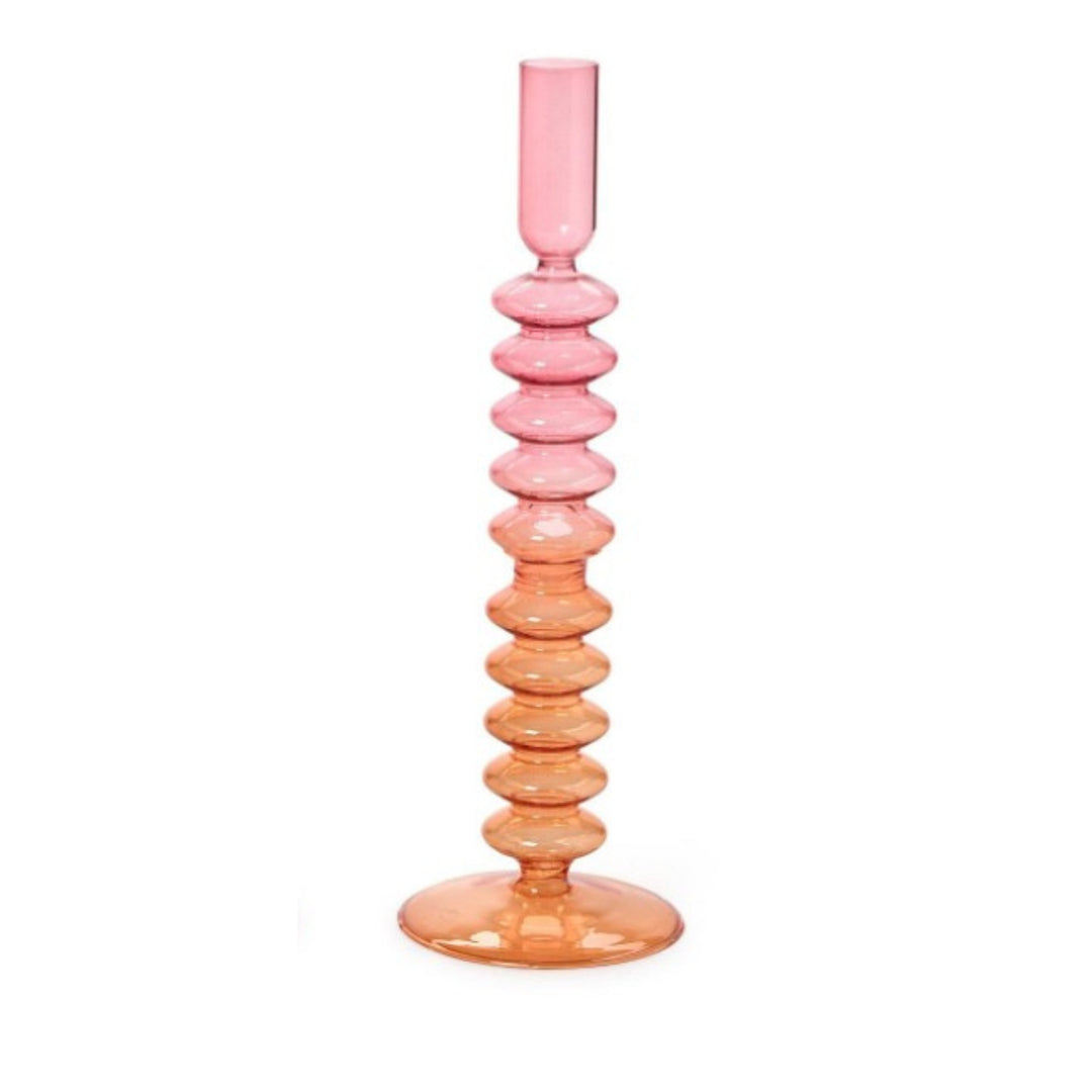 Hand-Blown Glass Taper Candlestick Candleholders