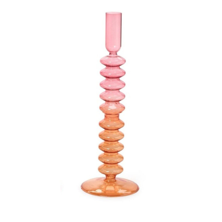 Hand-Blown Glass Taper Candlestick Candleholders