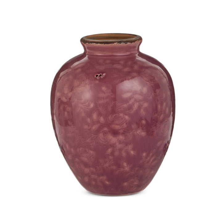 Dark Pink Debossed Floral Vases