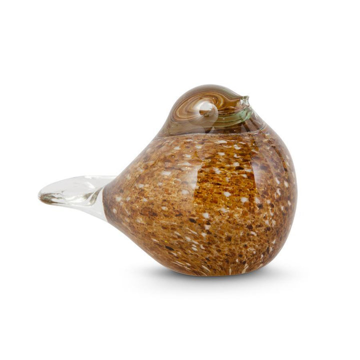Brown & Gold Speckled Glass Bird