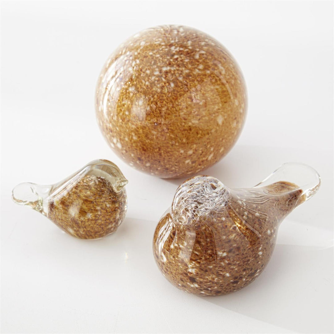 Brown & Gold Speckled Glass Bird