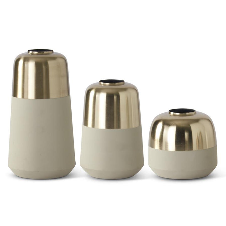 Gold & Cream Metal Vases