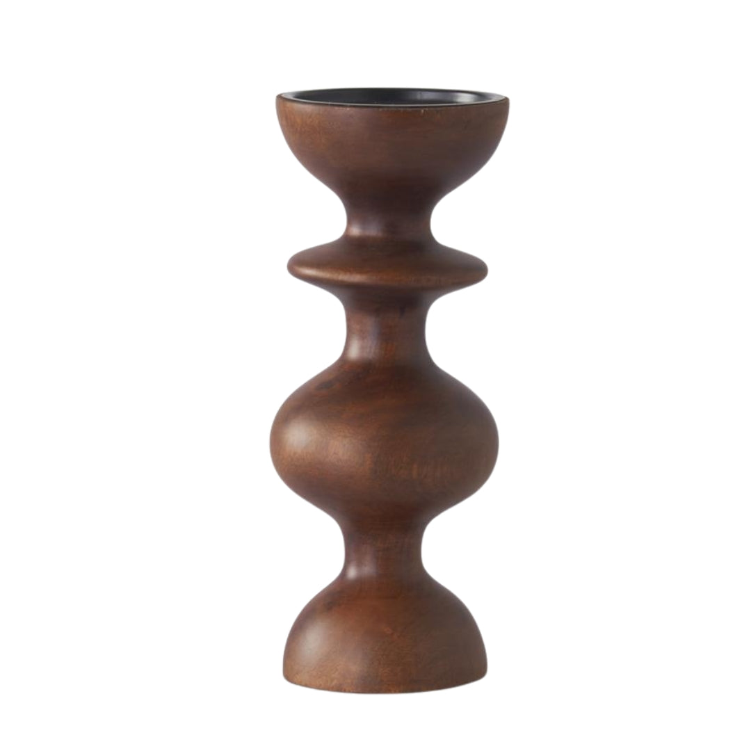 Dark Mango Wood Turned Candle Holders