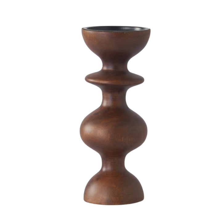 Dark Mango Wood Turned Candle Holders