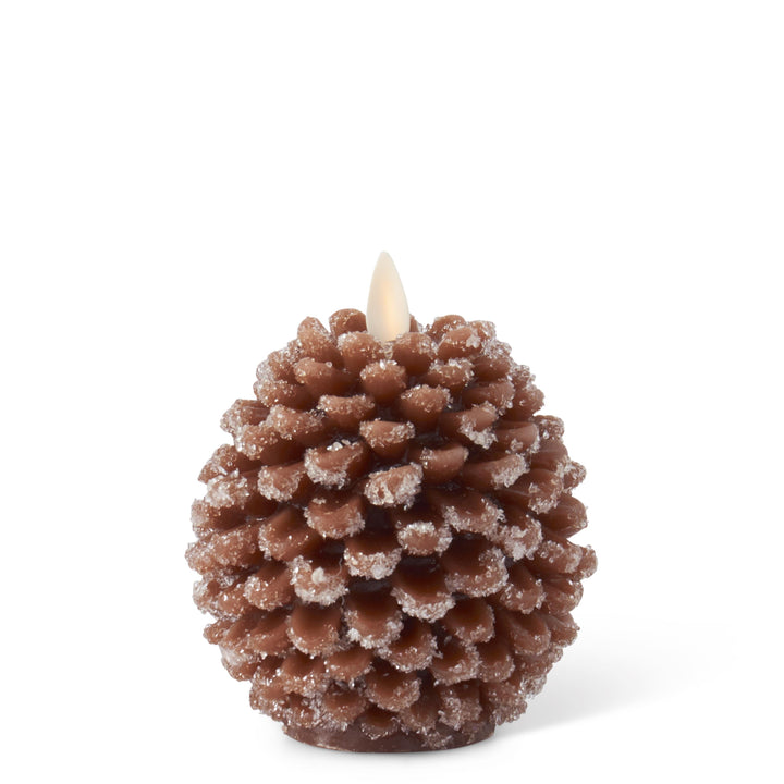 Brown Snowy Pinecone LED Candles