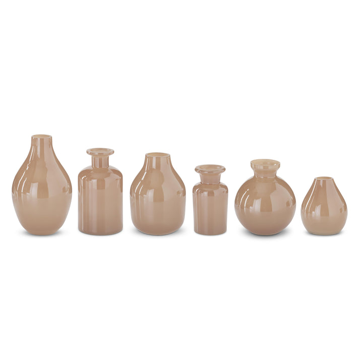 Hand Sprayed Small Beige Glass Vases