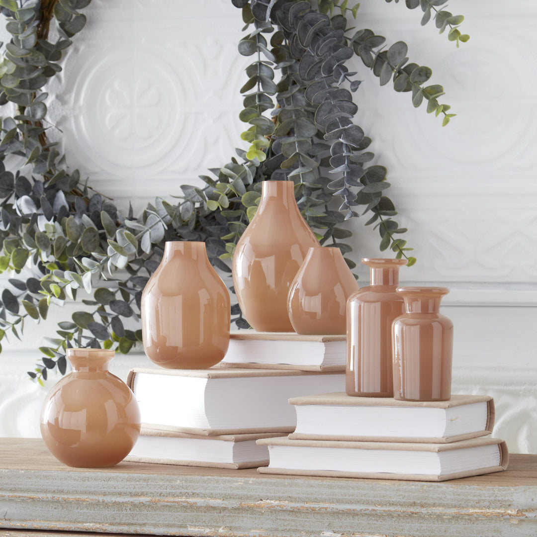 Hand Sprayed Small Beige Glass Vases