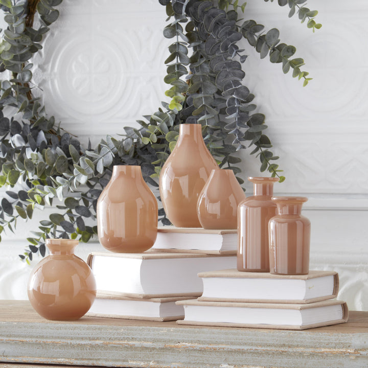 Hand Sprayed Small Beige Glass Vases