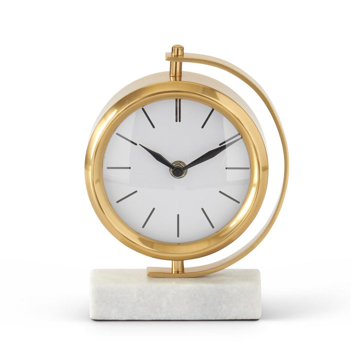 Gold Metal and Marble Table Clock