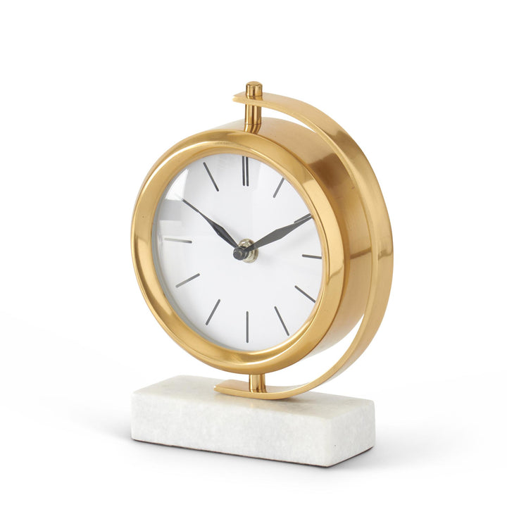 Gold Metal and Marble Table Clock
