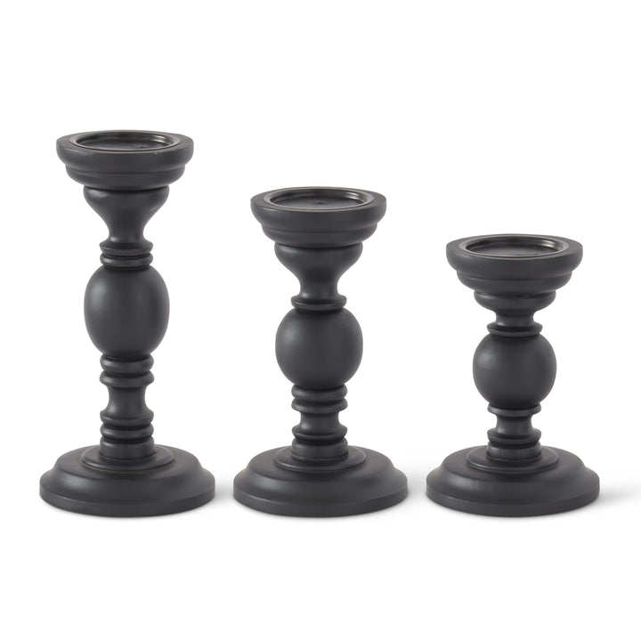Black Mango Turned Wood Candleholders