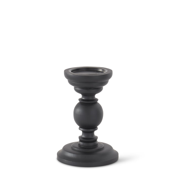 Black Mango Turned Wood Candleholders