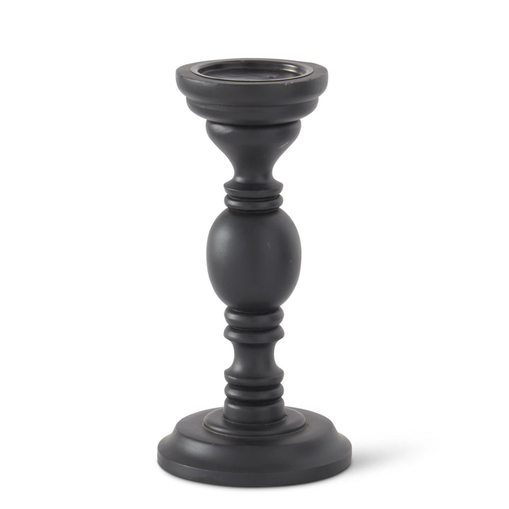 Black Mango Turned Wood Candleholders