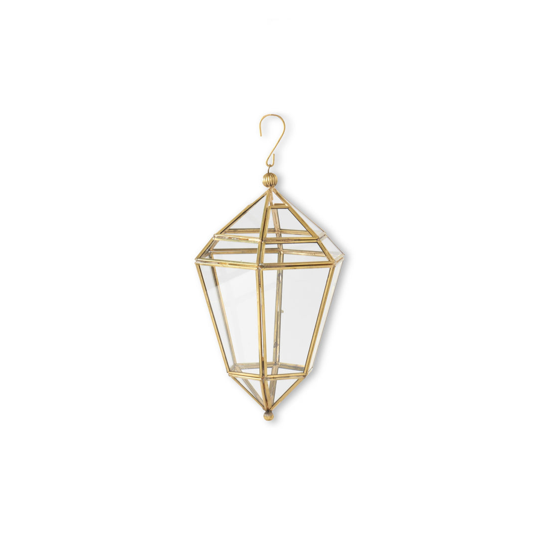 Gold Metal & Glass Hanging Lanterns