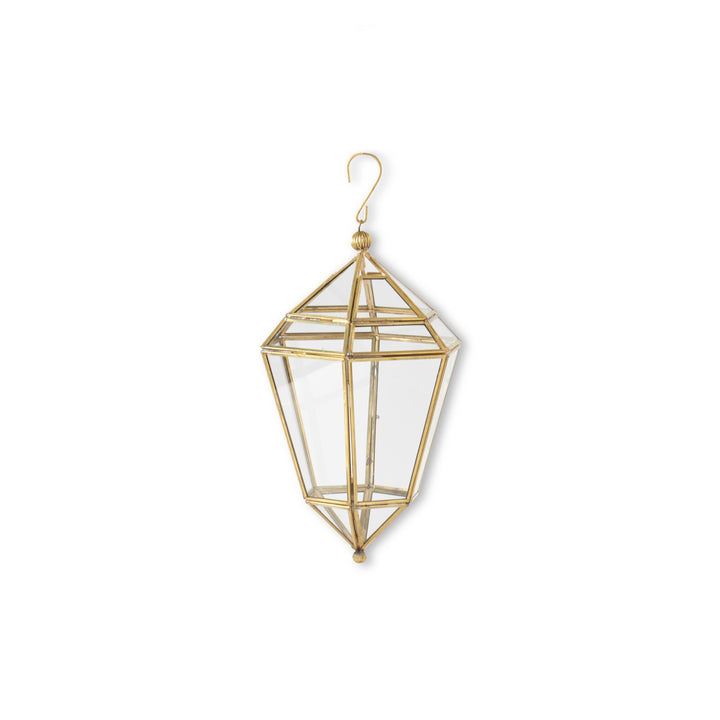 Gold Metal & Glass Hanging Lanterns
