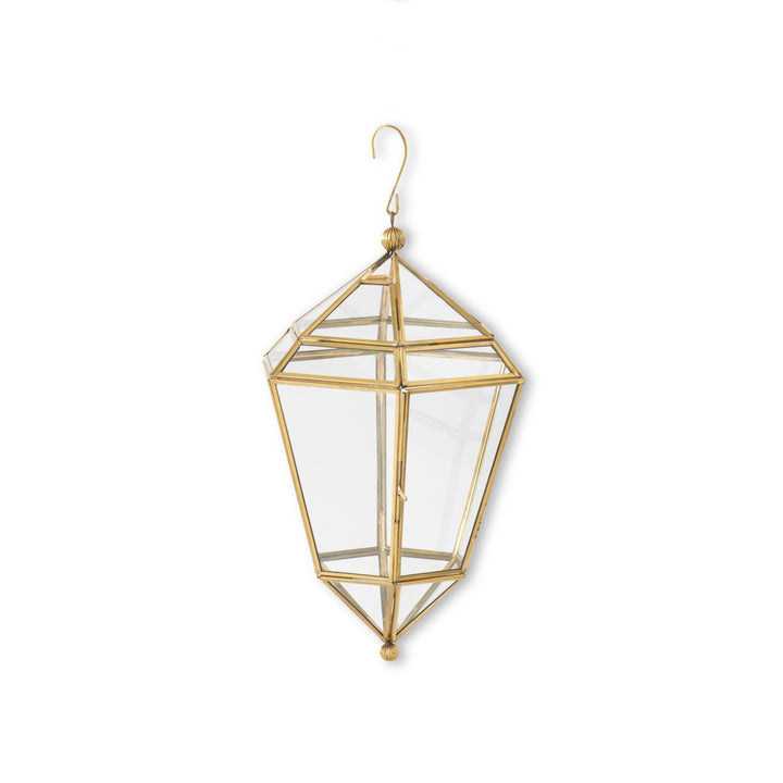 Gold Metal & Glass Hanging Lanterns