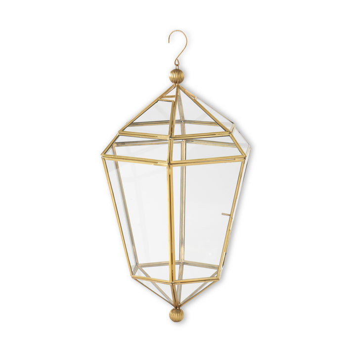 Gold Metal & Glass Hanging Lanterns