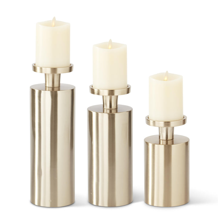 Gold Metal Round Column Candleholders