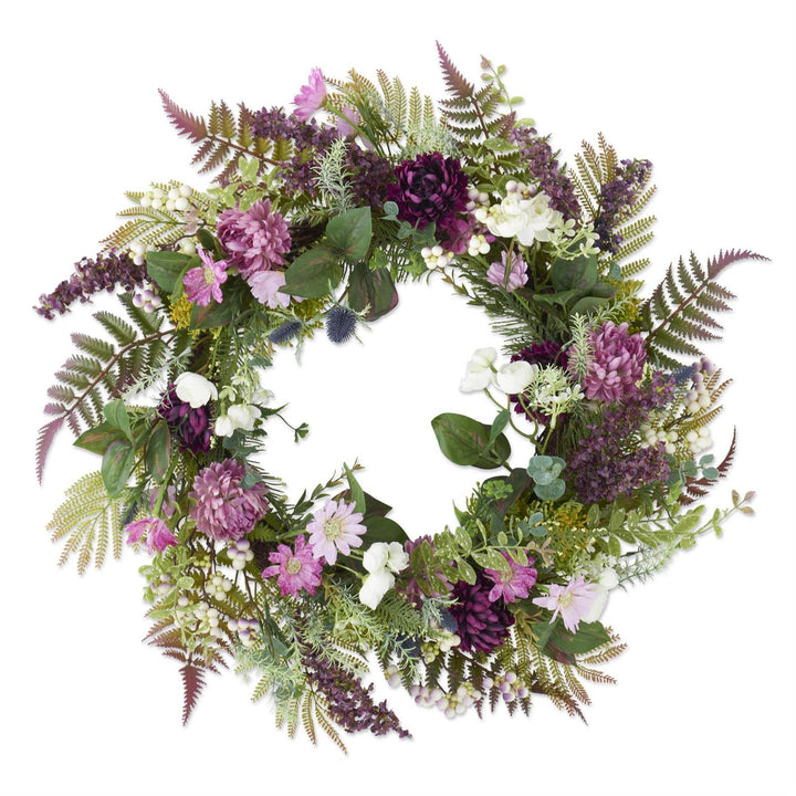 Purple and White Perennials Spring Wreath