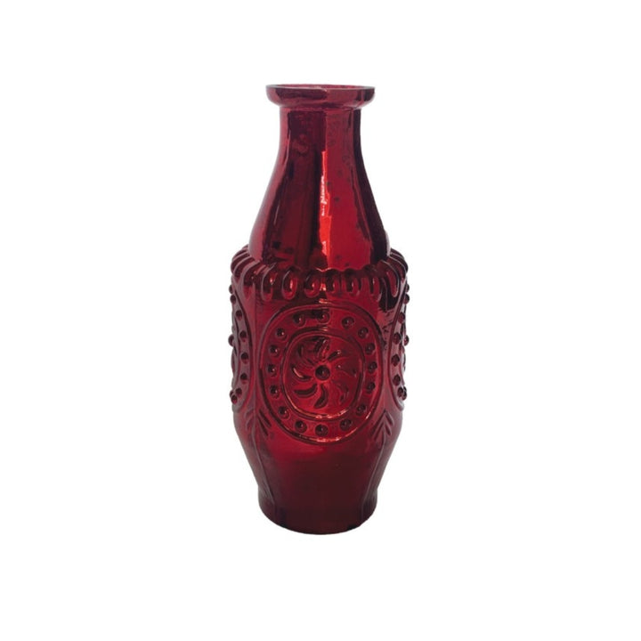 Burgundy Embossed Mercury Glass Vases