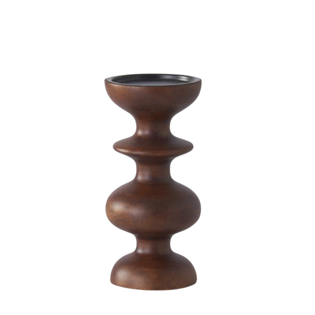 Dark Mango Wood Turned Candle Holders