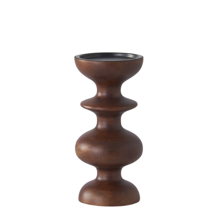 Dark Mango Wood Turned Candle Holders