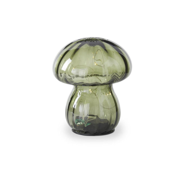 Green Glass LED Mushroom with Timer