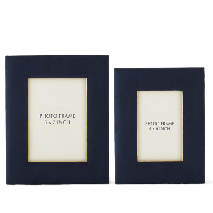 Navy Blue Suede &amp; Gold Photo Frames