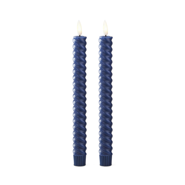 Dark Blue Spiral LED Candle Set