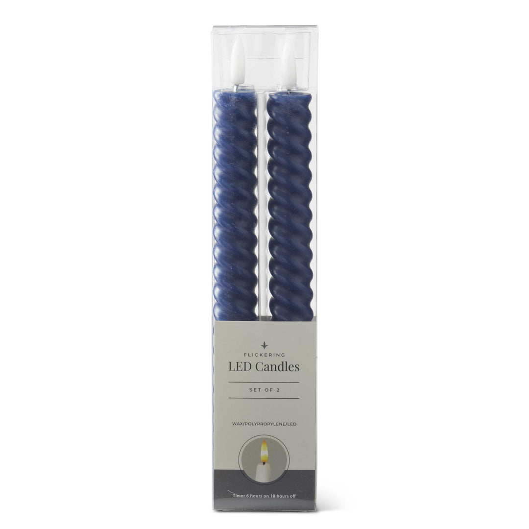 Dark Blue Spiral LED Candle Set
