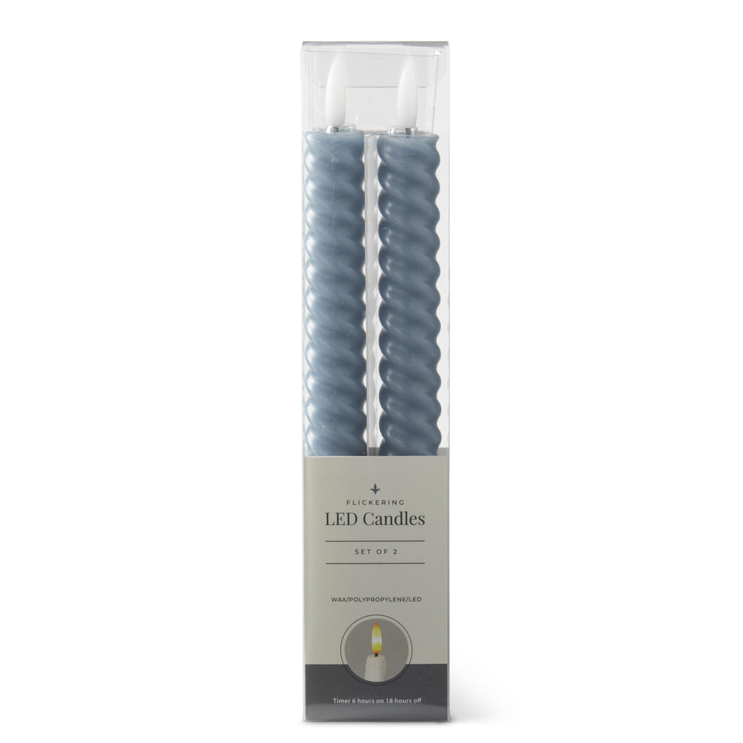 Light Blue Spiral LED Candle Set