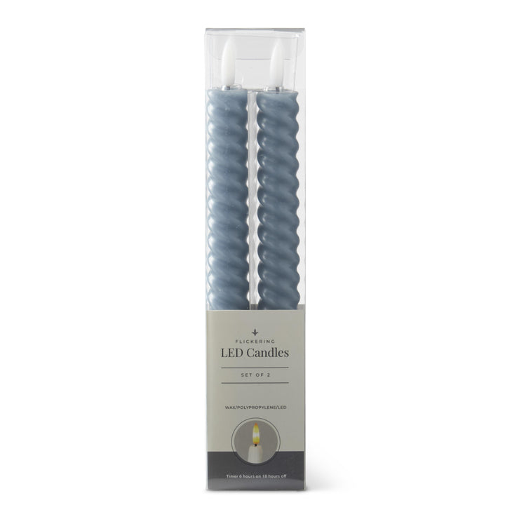 Light Blue Spiral LED Candle Set