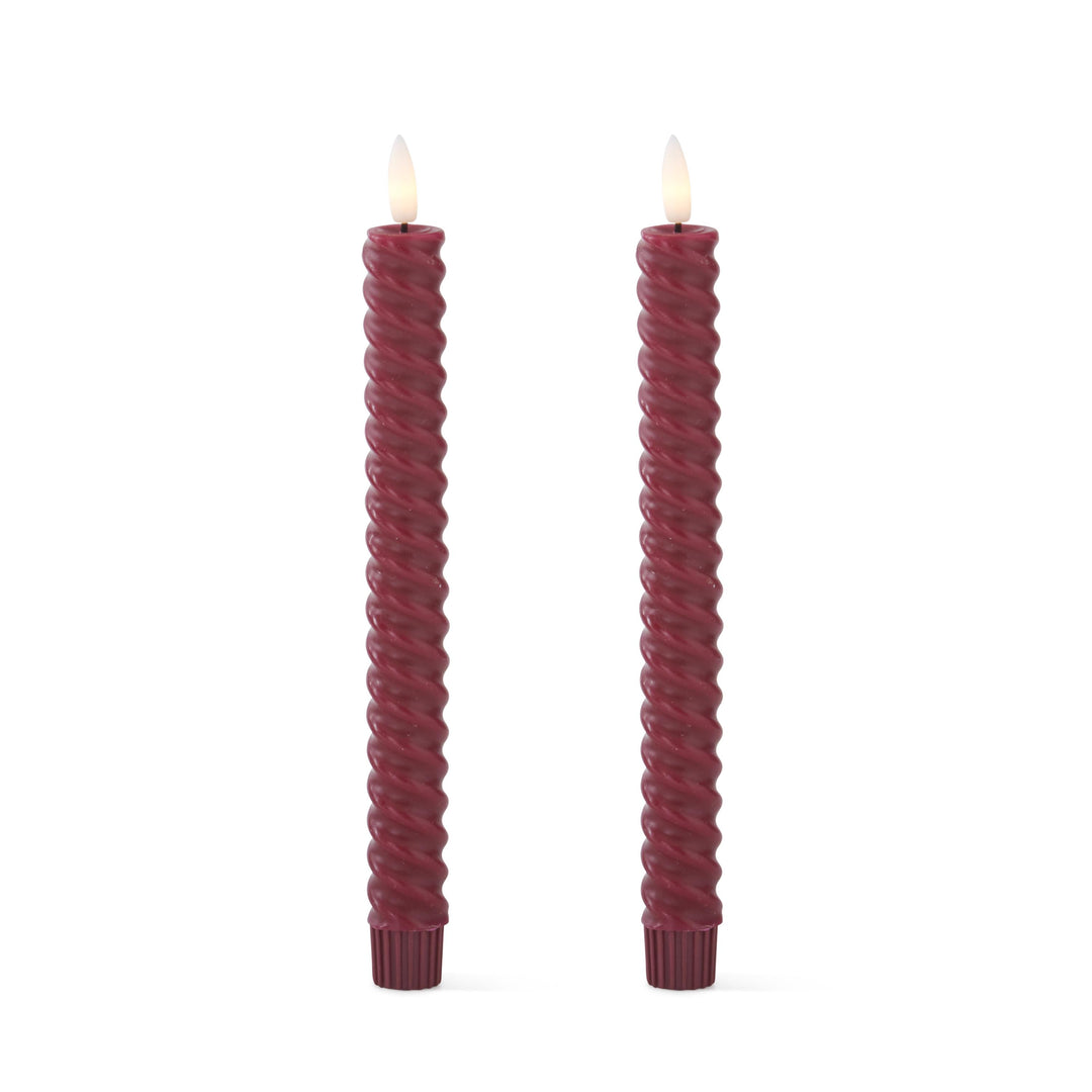 Burgundy Spiral LED Candle Set with Timer