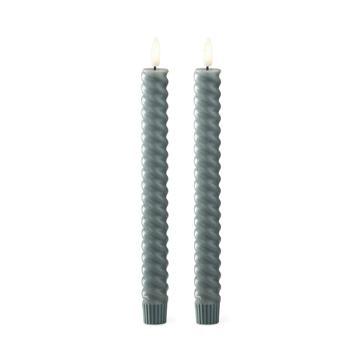 Dark Green Spiral LED Candle Set