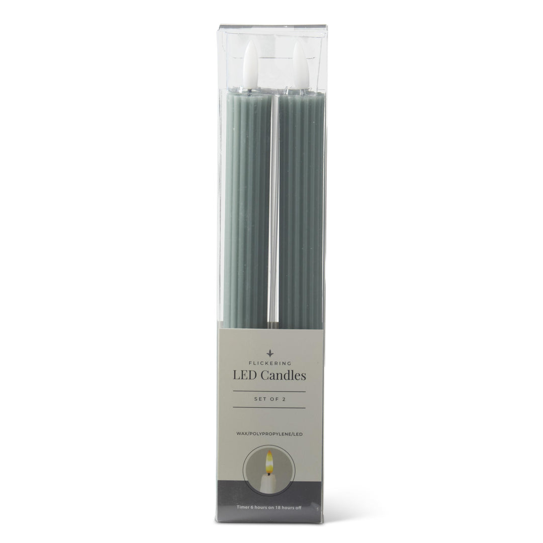Dark Green Thin Line LED Candle Set