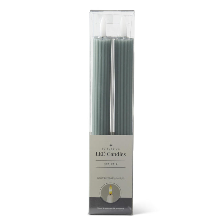 Dark Green Thin Line LED Candle Set
