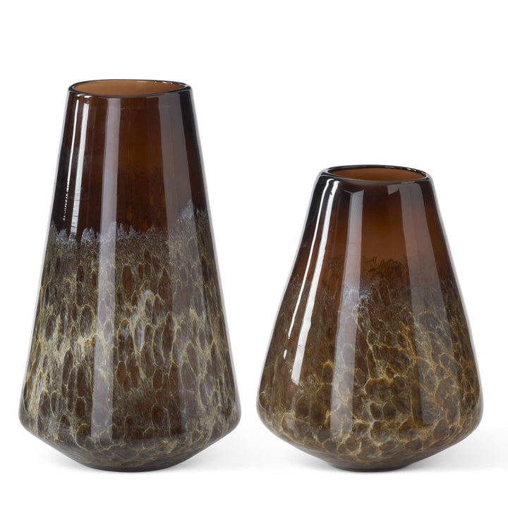 Brown &amp; Cream Handcrafted Blown Glass Vases