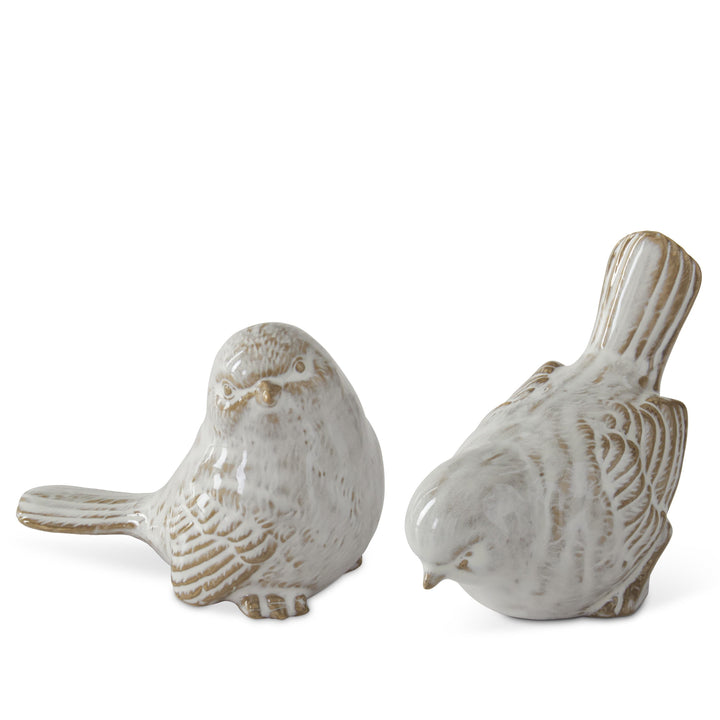 Cream &amp; Taupe Glazed Ceramic Birds