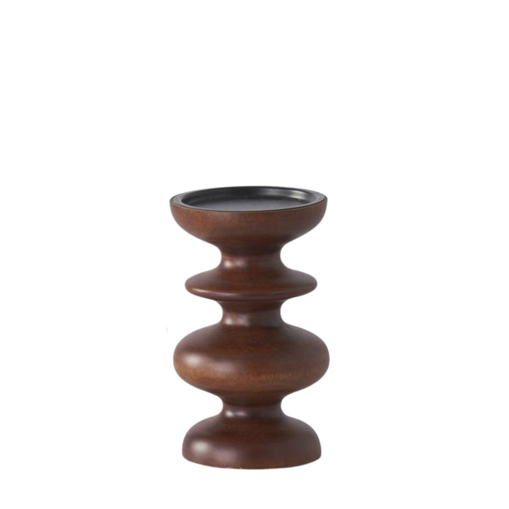 Dark Mango Wood Turned Candle Holders