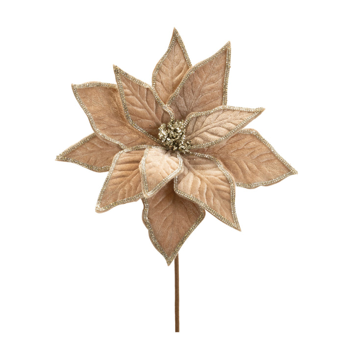 Glittered Apricot Poinsettia Stem