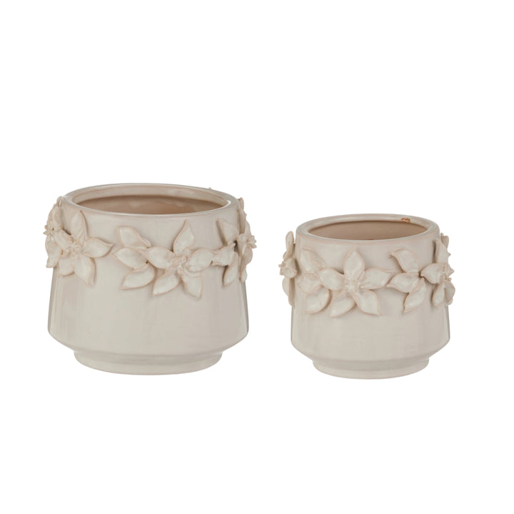 White Floral Planters