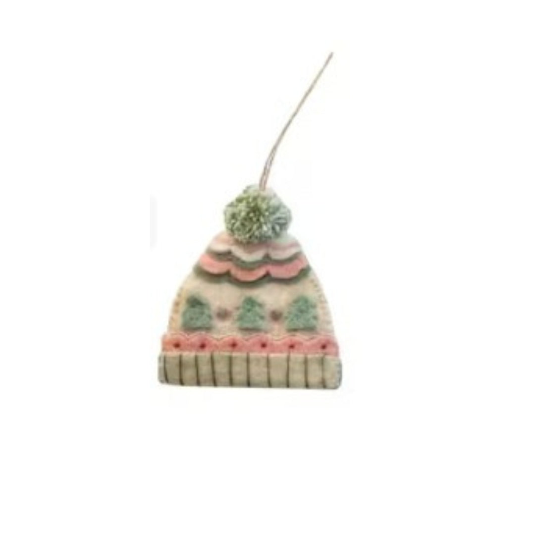 Handmade Embroidered Wool Felt Hat Shaped Ornaments